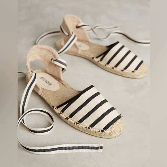 Soludos Shoes - Anthropologie x Soludos D'Orsay Espadrilles in Black/Natural Stripe NWOT